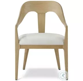 Essence Blonde And Marshmallow Performance Fabric Slat Back Dining Arm Chair Set of 2