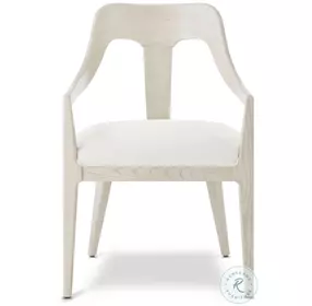 Essence Opal And Marshmallow Performance Fabric Slat Back Dining Arm Chair Set of 2