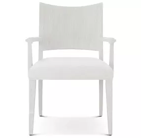 Coastal White and Sandbar Upholstered Northwood Dining Arm Chair Set of 2