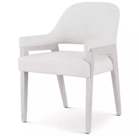 Coastal White and Sandbar Upholstered Delray Dining Arm Chair Set of 2