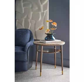 Spencer Green Park Fumed and Gold Round Marble Top Ashburton Place Side Table