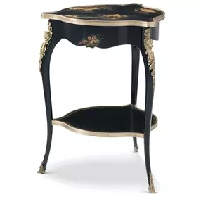 Brushwork Black and Gold Free Form Lotus Lamp Table