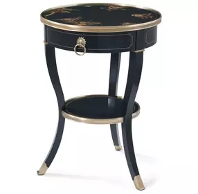 Brushwork Black and Gold Round Serenity Lamp Table