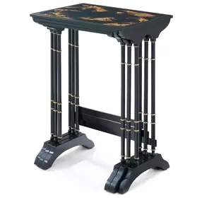 Brushwork Black and Gold Rectangular Aviary Nesting Table