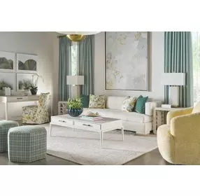 Coastal Sandbar Rectangular Singer Cocktail Table with Wallpaper