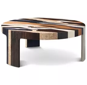 Orbis Brown and Beige Round Sundrift Nesting Table