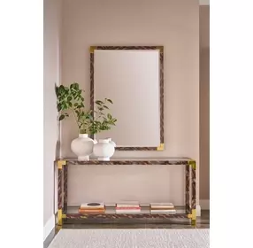 Arakan Calico and Gold Rectangular Glass Top Console Table