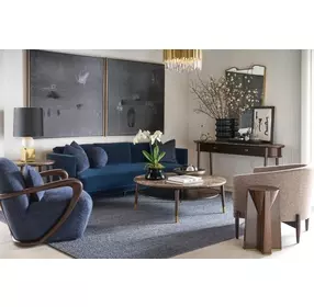 Spencer Green Park Fumed and Gold Oval Marble Top Curzon Console Table