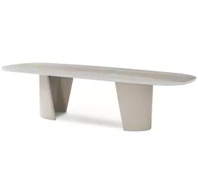 Judith Leiber Couture Solstice and Latte 118" Rectangular Quartz Top Charmant Grand Dining Table