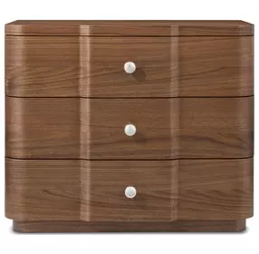 Spencer Coronet Auburn and Nickel 3 Drawer Walnut Nightstand