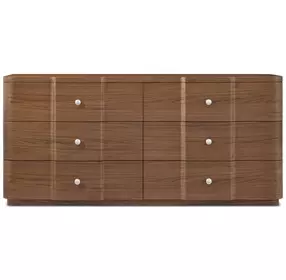 Spencer Coronet Auburn and Nickel 6 Drawer Walnut Dresser