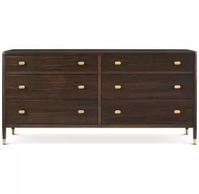 Spencer Green Park Fumed and Gold 6 Drawer Berkeley Dresser