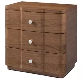 Spencer Coronet Auburn and Nickel 3 Drawer Walnut Small Nightstand