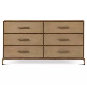Coastal Tobacco 6 Drawer Townsend Dresser with Wallpaper