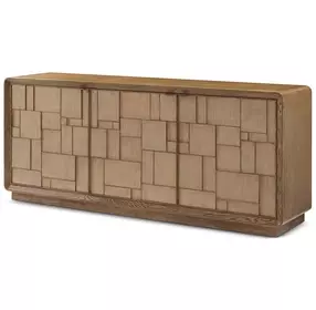 Coastal Tobacco 3 Door Amelia Credenza with Wallpaper