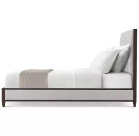 Lido II Cream and Brown Queen Upholstered Platform Bed