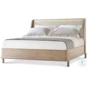 Repose Grey Oak Upholstered Low Profile Panel Bedroom Set without Trim
