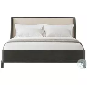 Repose Charcoal Oak Upholstered King Low Profile Panel Bed without Trim