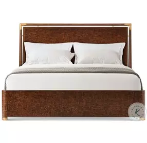 Kesden Pyramid Brown Wood California King Low Profile Panel Bed