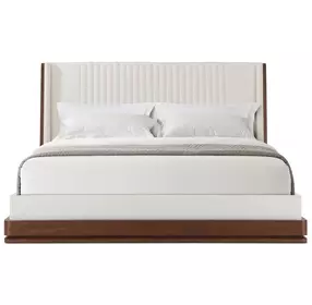 Spencer Coronet Cream and Auburn Upholstered Walnut Channel Panel Bedroom Set