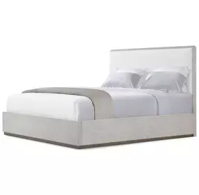 Spencer ST James Cream and Argento Upholstered King Panel Bed