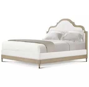 Willow Creek White and Riverwash Oak Upholstered Willowmere King Panel Bed