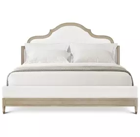 Willow Creek White and Riverwash Oak Upholstered Willowmere Panel Bedroom Set