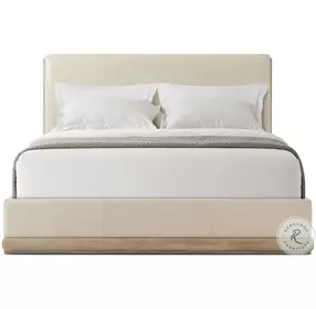 Repose Grey Oak Upholstered California King Low Profile Panel Bed
