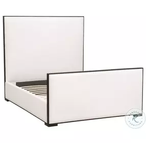 Tailor Matte Brown And Peyton Pearl Performance Fabric Upholstered Queen Panel Bed