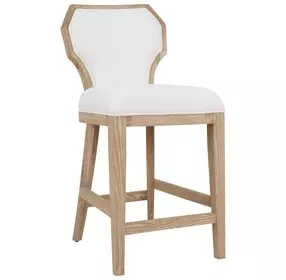 Tally White Linen Performance Fabric Counter Height Stool With Cerused Oak Frame