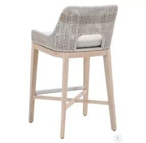 Tapestry Performance Pumice And Taupe White Flat Rope Outdoor Bar Stool