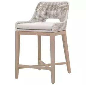 Tapestry Pumice Performance Fabric Upholstered Outdoor Counter Height Stool