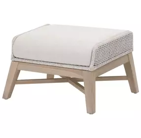 Tapestry Pumice Performance Fabric Upholstered Outdoor Rectangular Footstool