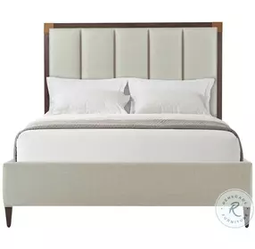 TA Studio No. 1 Embassy Cardamon and Brass Queen Upholstered Panel Bed