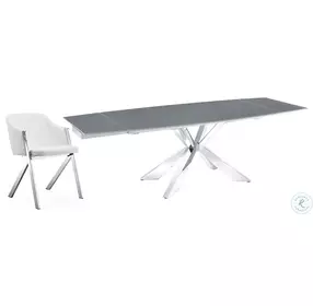 Icon Gray And High Polished Stainless Steel Extendable Dining Table