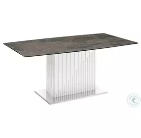 Moon Brown Marbled And White Dining Table