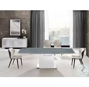 Olivia Gray Glass And White Motorized Extendable Dining Table