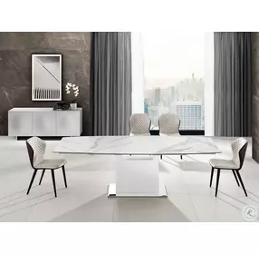 Olivia Motorized White Extendable Dining Table