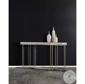 Blaire Tumbled White Onyx And Pewter Console Table