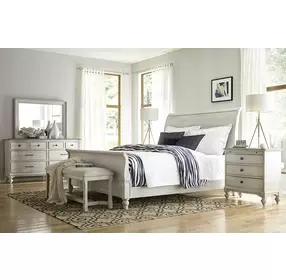 Litchfield Sunwashed and Brown 8 Drawer Weymouth Dresser with Rectangular Landscape Mirror