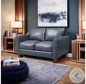 Traverse Blue Leather Loveseat