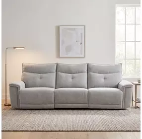 Tesoro Mist Gray 110" Power Double Reclining Sofa with Power Headrests and USB Ports