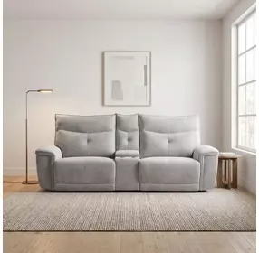 Tesoro Mist Gray 93" Power Reclining Console Loveseat with Power Headrests and USB ports