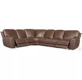 Torres Medium Brown Leather 6 Piece Power Reclining Sectional