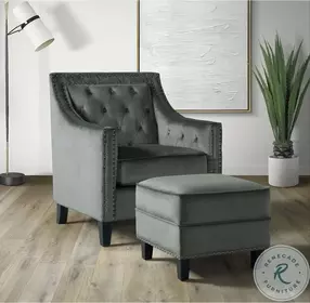 Teagan Gunmetal Velvet Accent Chair
