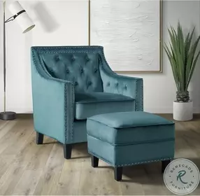Teagan Marine Blue Velvet Accent Chair