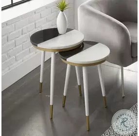 Taj Black And White 2 Piece Nesting Side Table