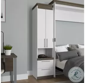 Orion White And Walnut Grey 20" Storage Cabinet With Pull Out Shelf