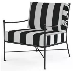 Provence Cabana Classic and White Upholstered Outdoor Club Chair with Self Welt