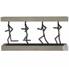 Theo Cerused Greige And Black Console Table